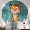 Lykkelig tigerunge Fototapet | babyværelse | børnehave - Magnusson - Rund - vliesetapet/selvklæbende
