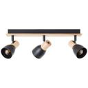Spotbalken Emil, schwarz/braun, 16,5 x 47,5 cm, Holz Innenleuchte