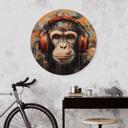 Cuadro de madera mono DJ con auriculares - Magnusson - Redondo
