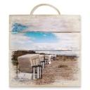 Cuadro de madera sillas de playa en Hiddensee - 40x41,5 cm