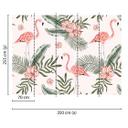 hvidt og lyserødt non-woven tapet Designwalls Tropical Vibes flamingo fugle
