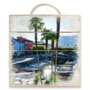 Cuadro de madera puerto en el Lago Mayor - 40x41,5 cm