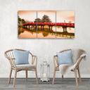 3 stykke lærred Print Japan Bridge Trees Nature