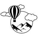 Sticker mural rond Montgolfière dans les montagnes