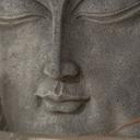 Buddha Gesicht Wandskulptur - Asiatische Wanddeko aus Kunststein - mit Seil 40x40 cm