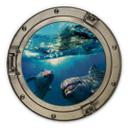 Billede af træ 3D-optik - Delfiner under vand - Rund