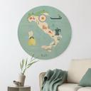 Cuadro de madera mapa de Italia - Rivers - Redondo
