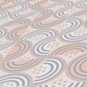 bølge- og stregmønster tapet creme blå - non-woven grafisk tapet i retrolook