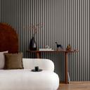papel pintado 3D no tejido gris negro mate - papel pintado moderno con aspecto de panel de madera escandinavo