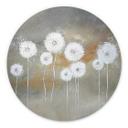 Vægcirkel Melz - White Dandelions – print på aluminium (Alu-Dibond)