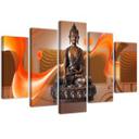 5 stykke lærredstryk, Buddha abstrakt