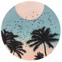 Sticker mural Kubistika - Coucher du soleil - Rond