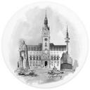Fototapet - Rundt Love your City - Hamburg sort og hvid - vliesetapet/selvklæbende non-woven tapet