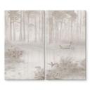 Afdekplaat voor fornuis Forest by the lake in mist in beige - Ms Tiff