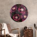 Glasbillede - Blomsterpragt i lilla toner - Anis illustration - Rund