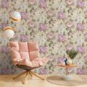 Papier peint floral avec pivoines beige rose - papier peint floral romantique - papier peint intissé