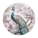 Póster Pavo real noble con flores - Haase - Redondo