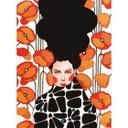 Fotomural mujer con flores de amapola retro - Hülya
