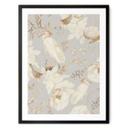 Póster pájaros entre flores blancas - Diseños ONU