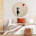 Cuadro de madera Banksy - Niña con el globo rojo - Redondo