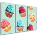 3 stykke lærredsprint, cupcakes slik
