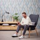 papel pintado escandinavo azul beige - Papel pintado tejido-no tejido con motivo gráfico para cocina, pasillo, salón
