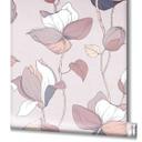 Tapet, non-woven blomstertapet Flora grå, brun