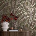Papel pintado selva con motivo de hojas marrón negro oro - Papel pintado no tejido exótico moderno