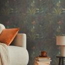 Papier peint à motifs Plantes et herbes Vert foncé - Papier peint jungle avec feuilles