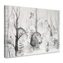 Lienzo Kvilis - Amigos animales en el bosque - blanco y negro