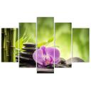 5 stykke lærredsprint, Orchid Zen Stones