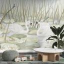 Fotomural para habitación infantil - Dos cisnes en el estanque - Kikki Belle
