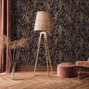 Papel pintado vegetal en negro rojo marrón - Papel no tejido con motivo de hojas exóticas