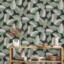 Papel pintado hojas verde negro - plantas papel pintado no tejido floral moderno