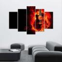 5 stykke lærredstryk Guitar Music Fire