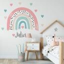 Muursticker Regenboog Pastel met Hartjes