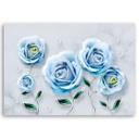 Canvasbillede, Blå 3D rosenblomst
