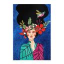 Póster de tela mujer con colibrí en la noche estrellada - Hülya