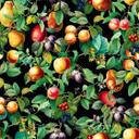 Ikke-vævet tapet frugter, blade blomster natur mat i sort 