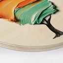 Cuadro de madera con corona 3D naranja y verde - Mielu - Redondo