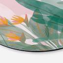 Billede Botanisk illustration i grøn og pink - Goed Blauw - rund – print på aluminium (Alu-Dibond)