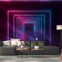 3D neon hall tapet i sort pink - non-woven tapet Designwalls 2 - 2,55 x 3,5 m