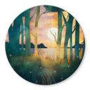 Glasbillede - Skovens magi ved solnedgang - SpaceFrog Designs