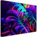 Canvasbillede, Monstera-blade i neonfarver