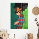 Acrylglas afbeelding Vrouw in gestreepte jurk met oranje bloemen - Hülya