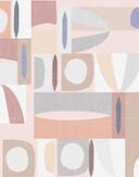 Fototapet Abstrakt geometri fra midten af århundredet i beige, rosa og blå 2,7 x 2,12 m