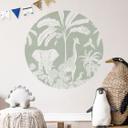 Vinilo decorativo de animales de la selva en verde tropical - Kikki Belle - Redondo