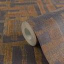 Papel pintado geométrico con textura de lino ocre negro - Papel pintado no tejido