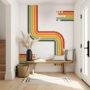 Wallsticker retro striber med prikker | regnbuefarver