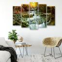 5 stykke lærred Print Autumn Forest Waterfall Rocks